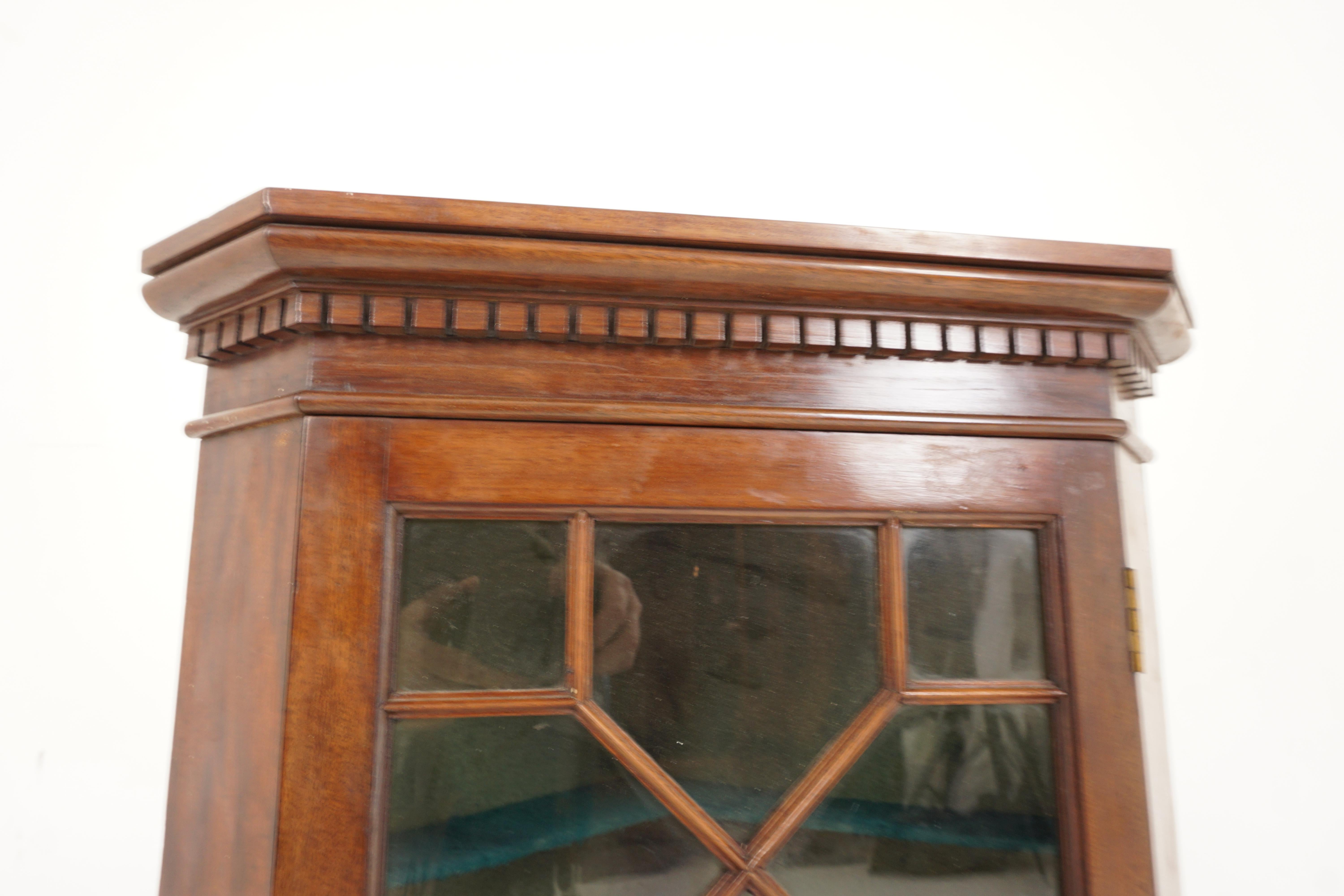 Antique Petite Walnut Hanging Corner Display Cabinet, Scotland 1890, B2654 In Good Condition In Vancouver, BC