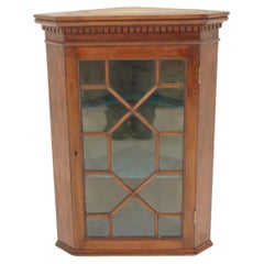 Antique Petite Walnut Hanging Corner Display Cabinet, Scotland 1890, B2654