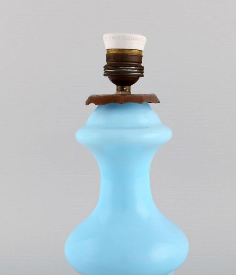 Unknown Antique Petroleum Burner and Lamp in Mouth-Blown Opal Art Glass, Approx 1900 For Sale