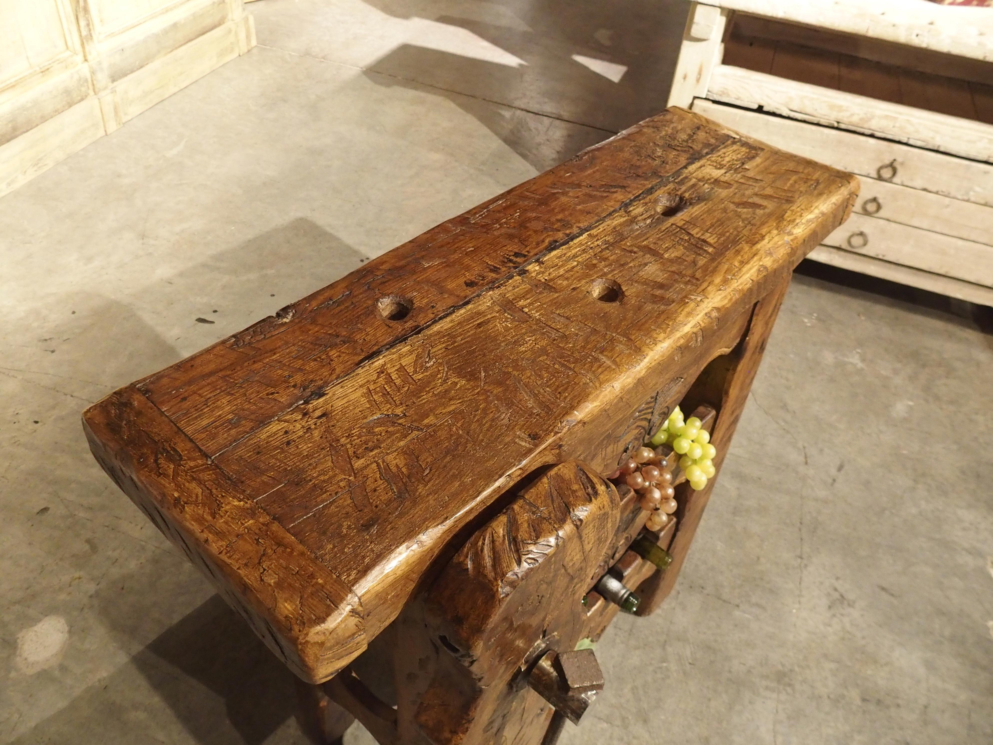Antique “Petrus” French Wine Carrier Converted from a Workbench In Good Condition In Dallas, TX