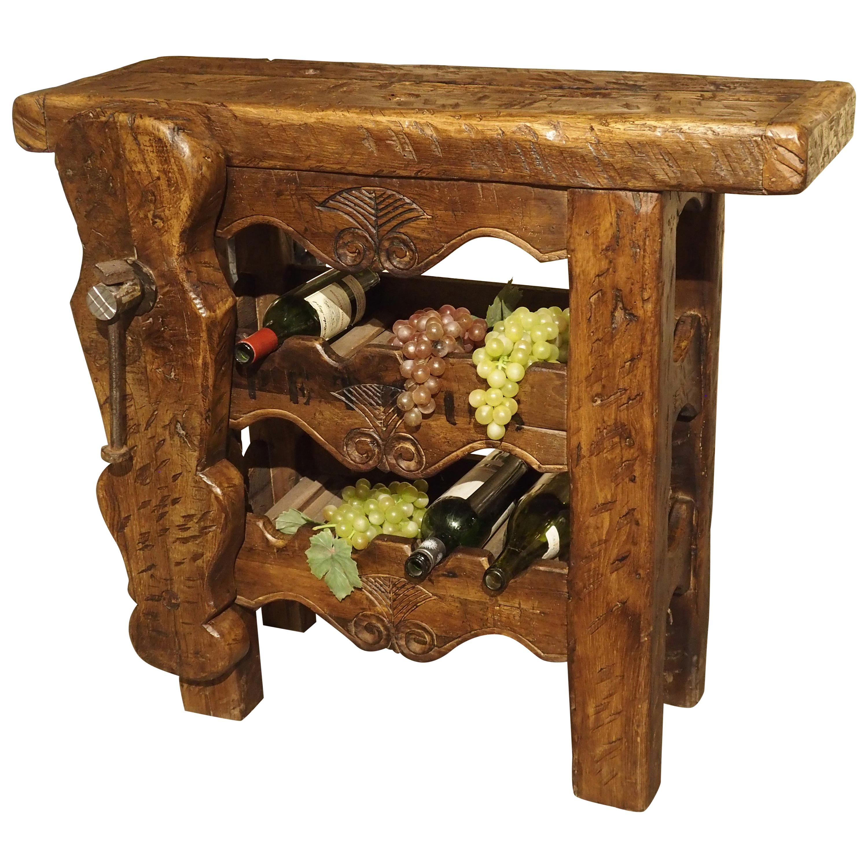 Antique “Petrus” French Wine Carrier Converted from a Workbench at