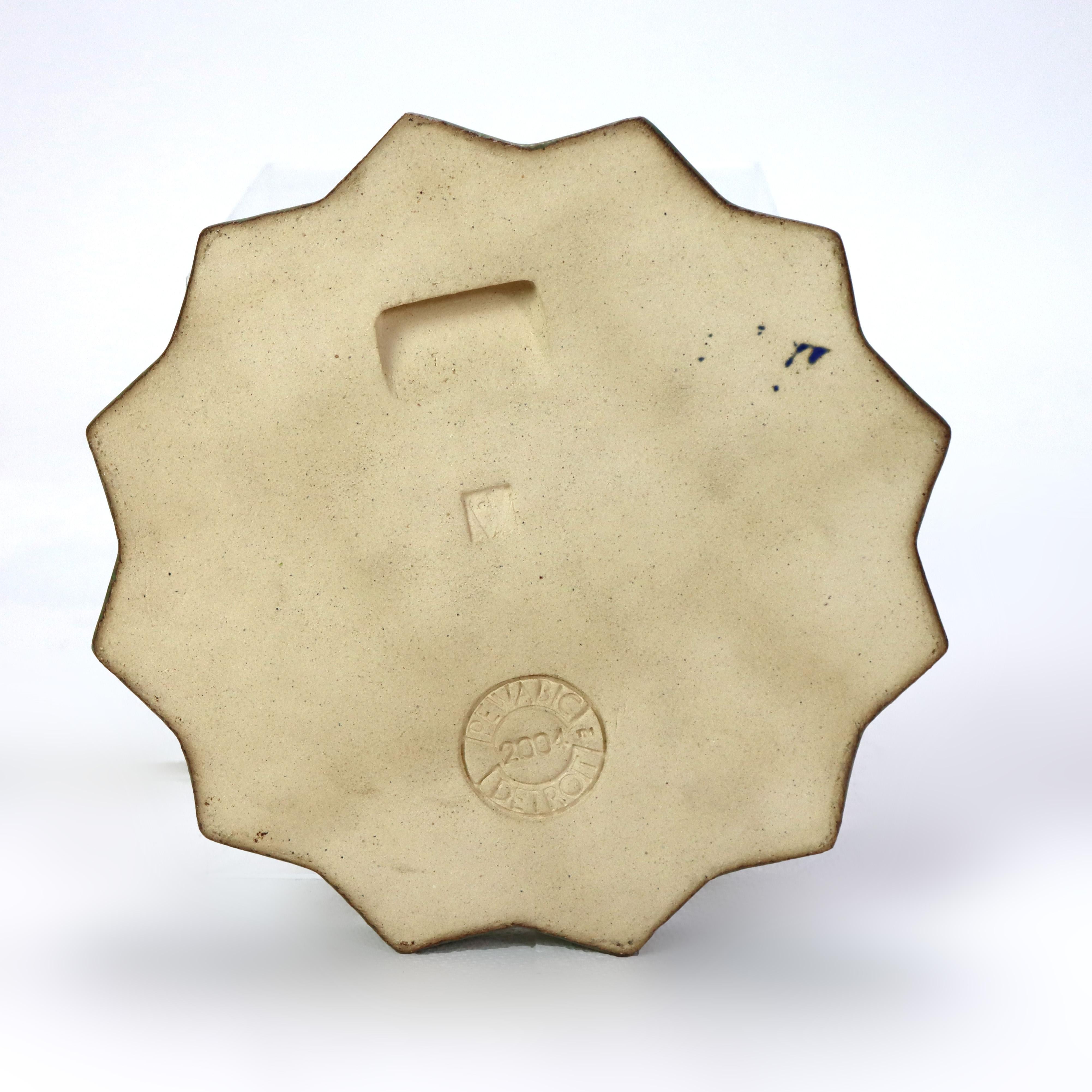 Arts and Crafts Antique Pewabic Arts & Crafts Pottery Trivet with Raccoons Signed C1920 For Sale