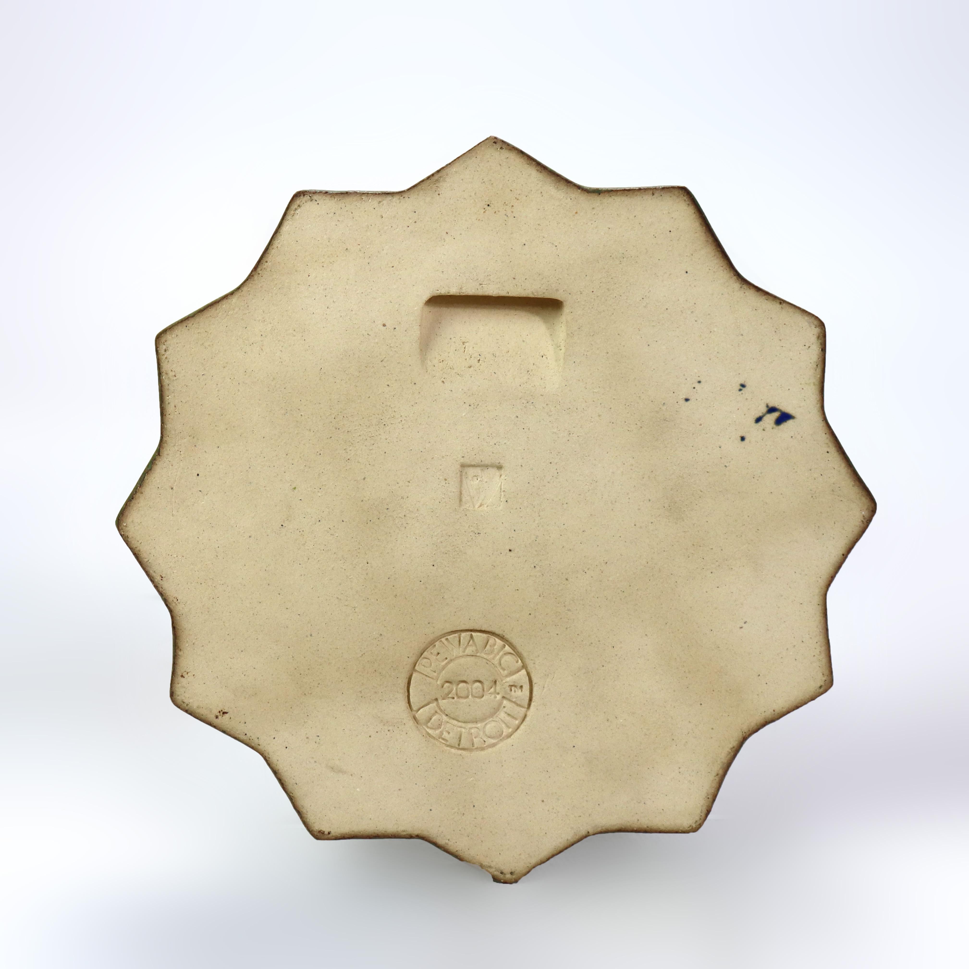 Antique Pewabic Arts & Crafts Pottery Trivet with Raccoons Signed C1920 For Sale 1