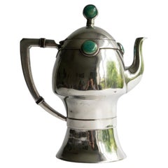 Antique Pewter Arts And Crafts Coffee Pot By William Hutton & Sons, Early 20th C