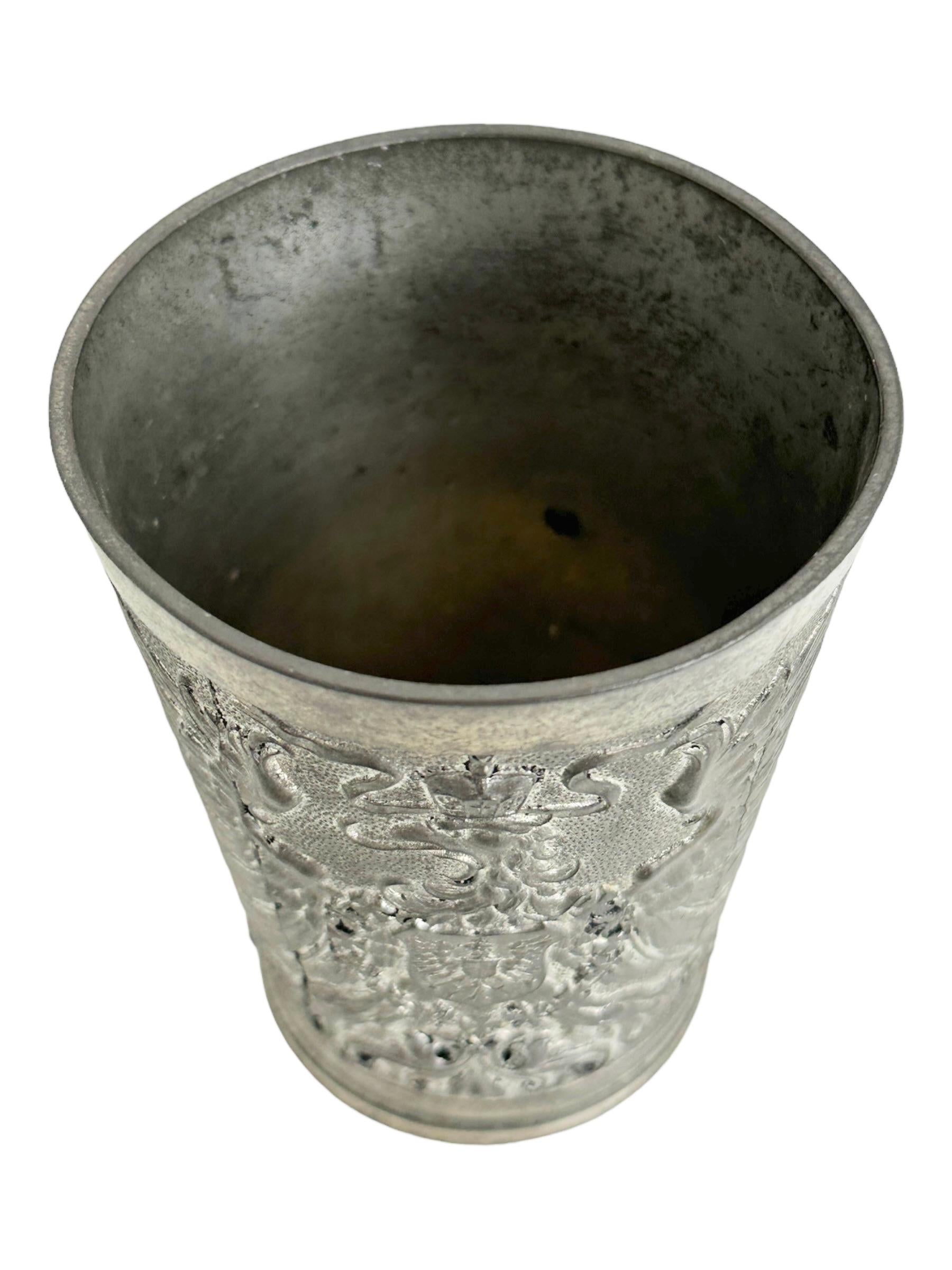 Antigua Taza de Peltre para Cerveza o Vino Águila Imperial Prusia Alemana Alemán en venta
