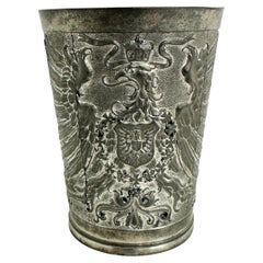 Antigua Taza de Peltre para Cerveza o Vino Águila Imperial Prusia Alemana