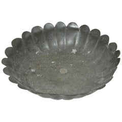 Antique Pewter Bowl with Scallop Edge