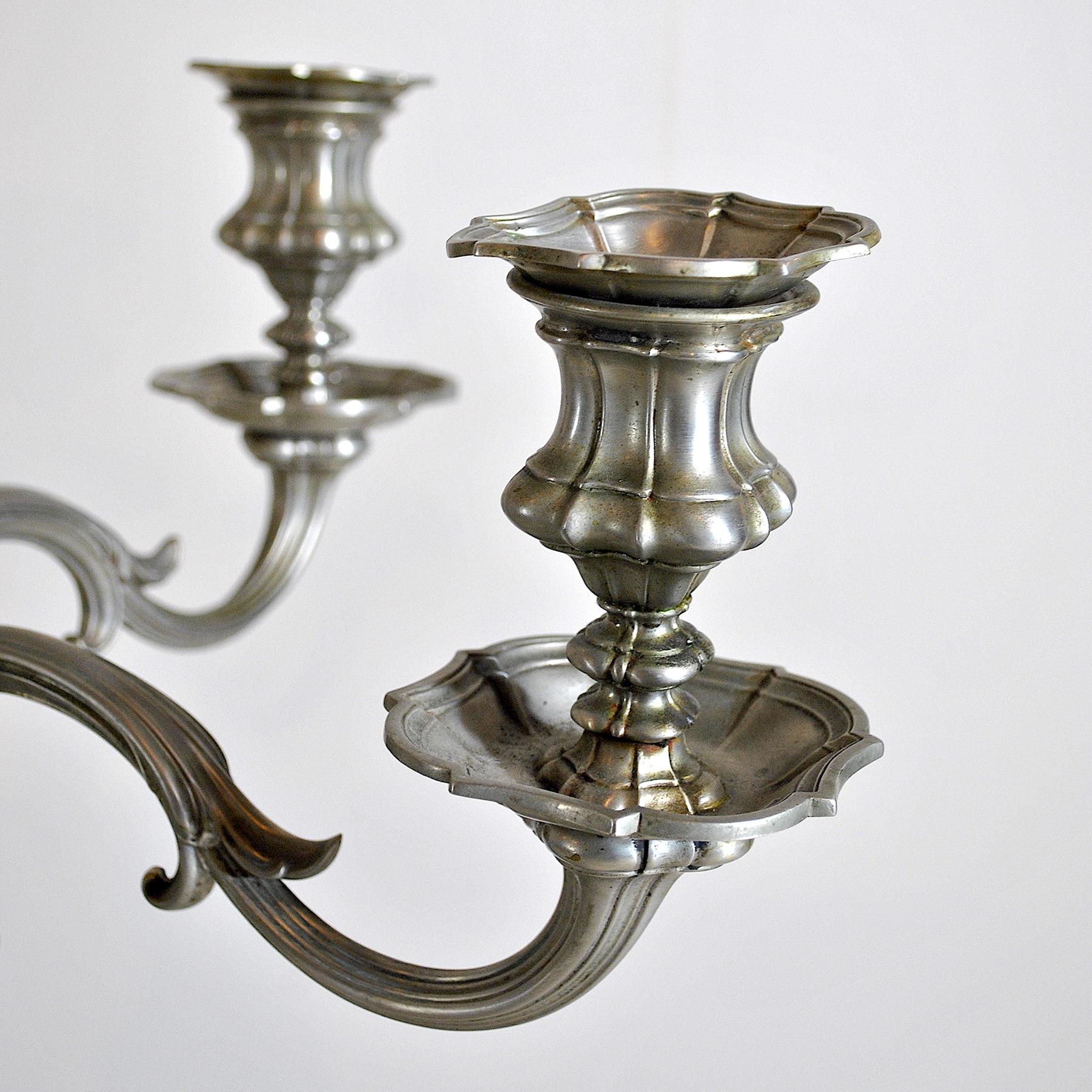 Spelter Antique Pewter Candleholders For Sale