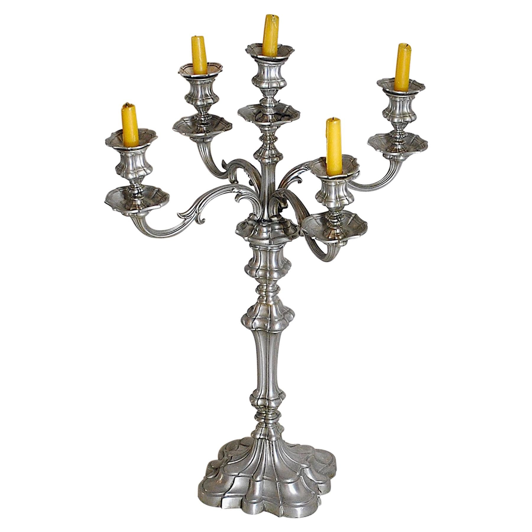 Antique Pewter Candleholders For Sale