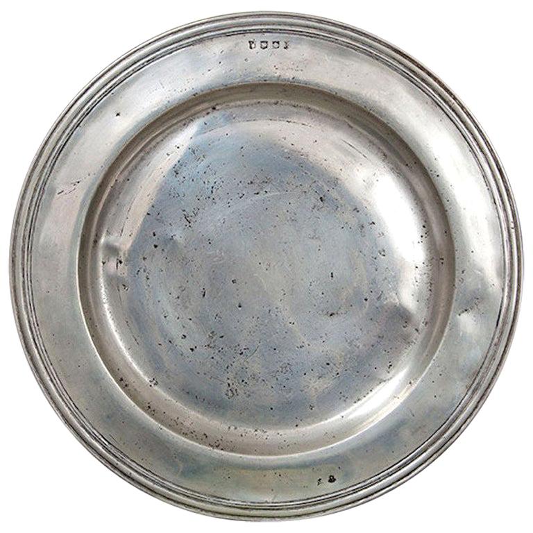 Antique Pewter Charger For Sale