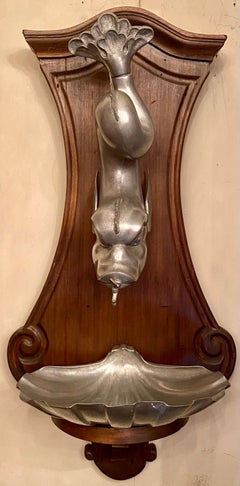 Antique Pewter Figural Dolphin Design Lavabo, Circa 1900