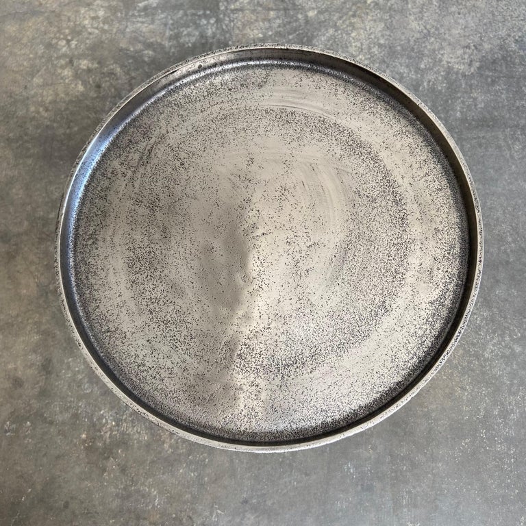 Antique Pewter Finish Side Table For Sale at 1stDibs