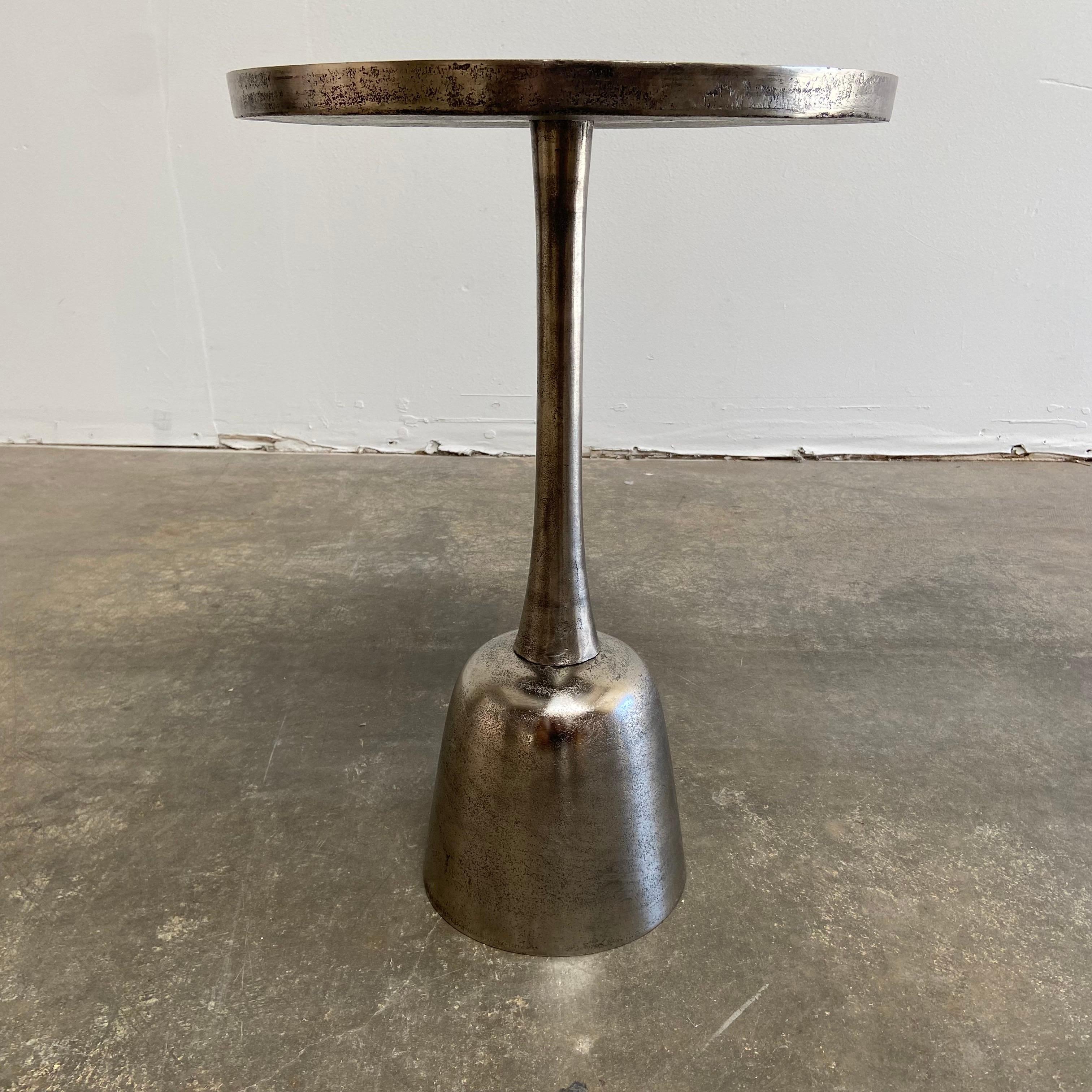 Antique Pewter Finish Side Table In New Condition In Brea, CA