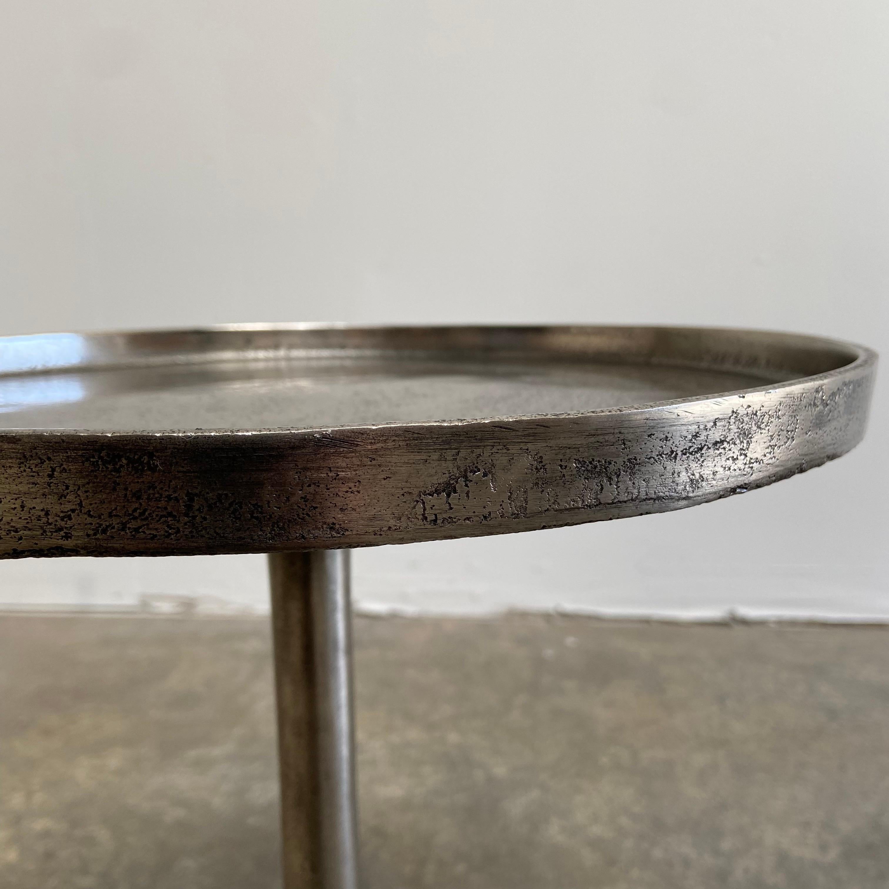 Contemporary Antique Pewter Finish Side Table