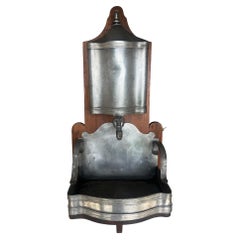 Antique Pewter Lavabo on Handmade Antique Oak Panel, c 18th Century