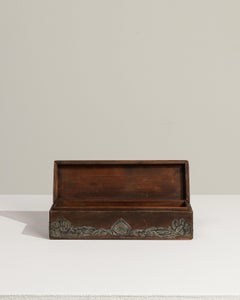 Antique Pewter Repoussé Glove Box, France, Arts & Crafts, 1900-1909