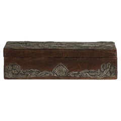 Antique Pewter Repoussé Glove Box, France, Arts & Crafts, 1900-1909