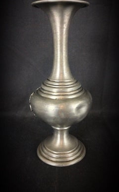 Antique Pewter Soliflore Vase with Floral Design - 2Y107