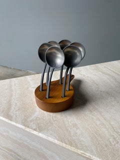 Antique Pewter Spoons On Custom Stand