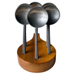 Antique Pewter Spoons On Custom Stand