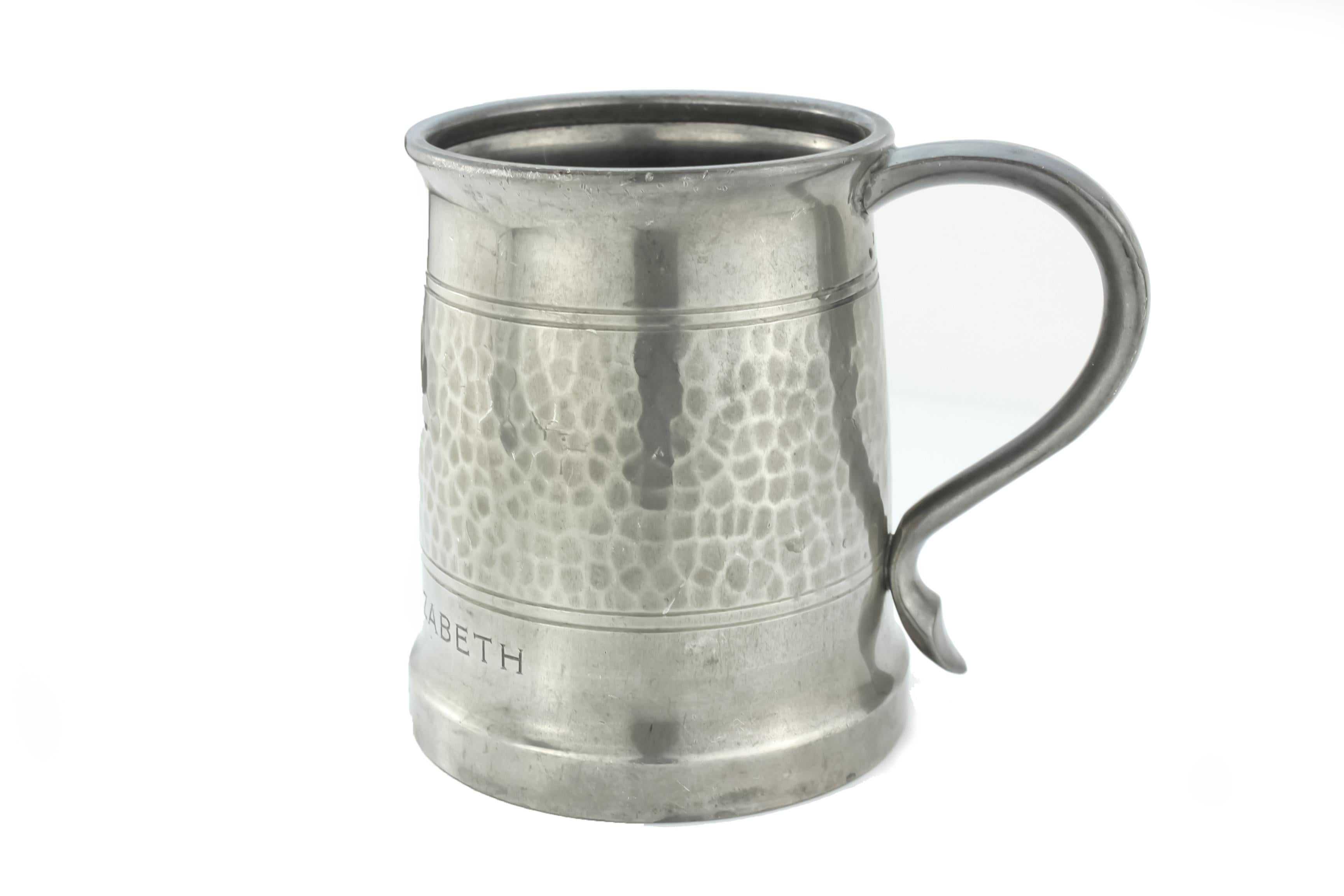 Liberty Tudric Pewter tankard made for RMS Queen Elizabeth Ship, 1938