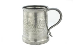 Used Liberty Tudric Pewter tankard made for RMS Queen Elizabeth Ship, 1938