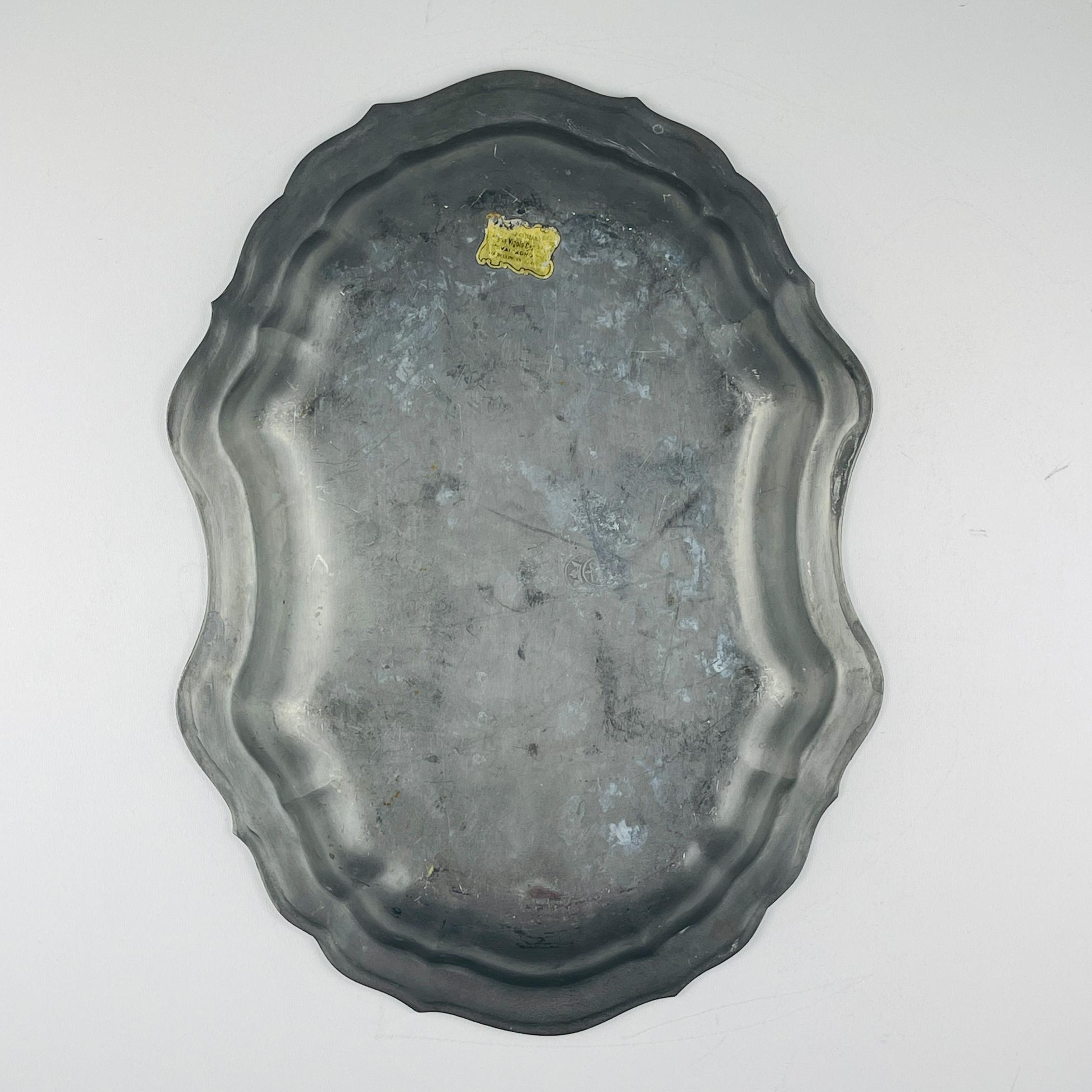 Bandeja o frutero antiguo de estaño, Italia, 1900 en venta 1