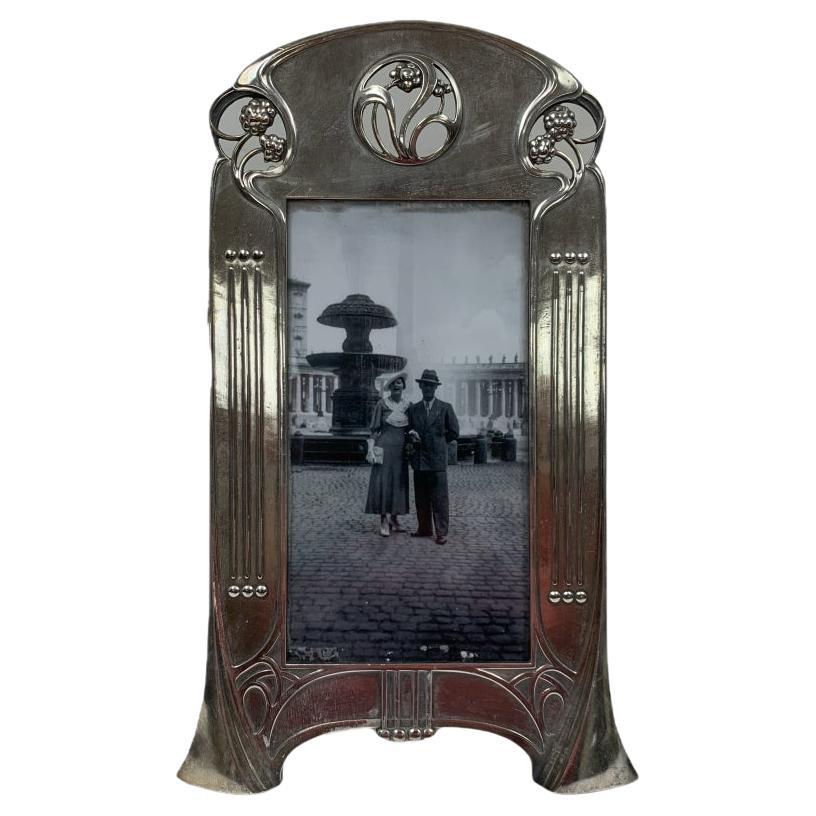 Antiker Zinn Württembergische Metallwarenfabrik Jugendstil Fotorahmen