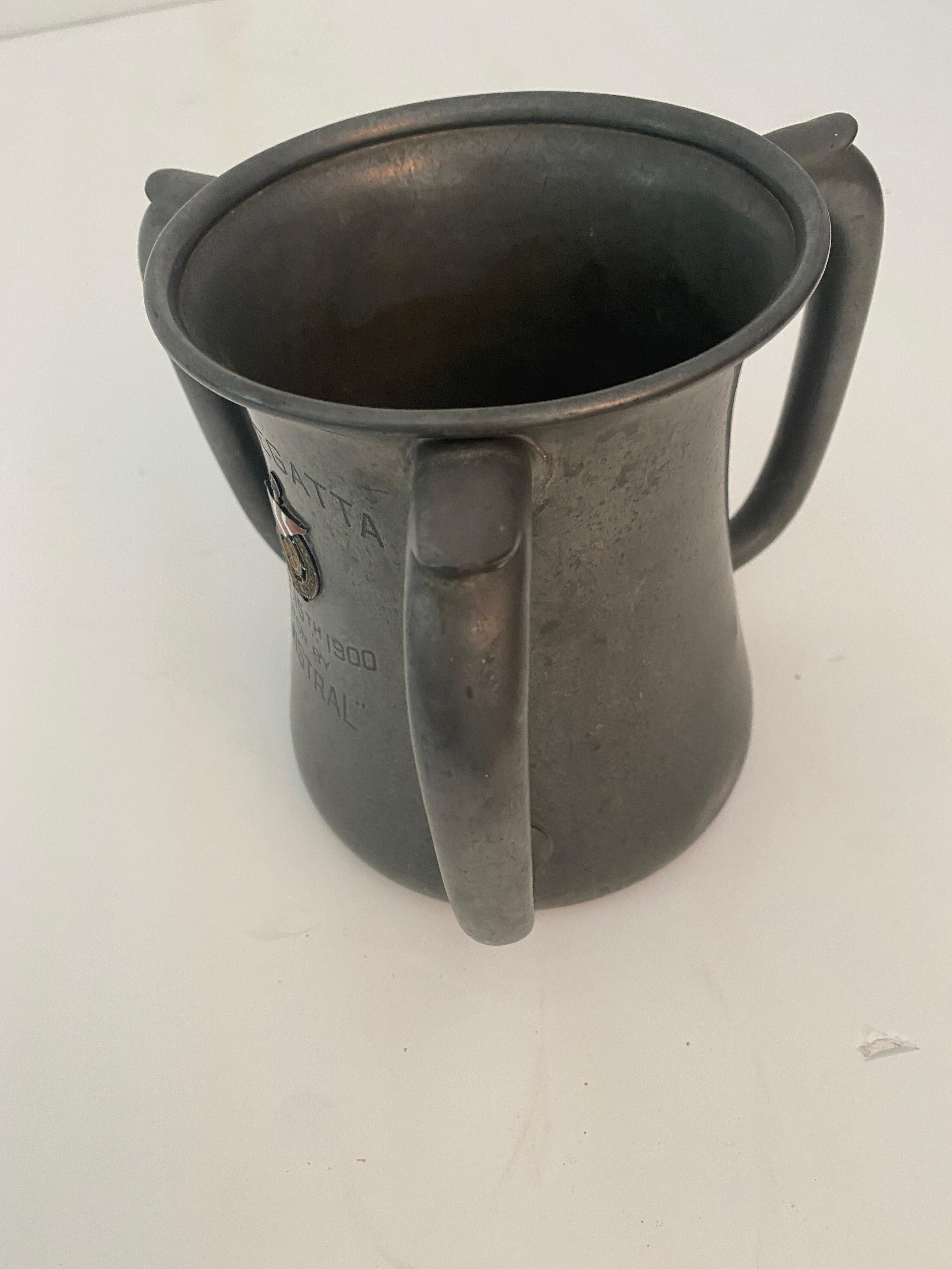 Antique Pewter Yachting Trophy, MHBYC 1900 For Sale 2