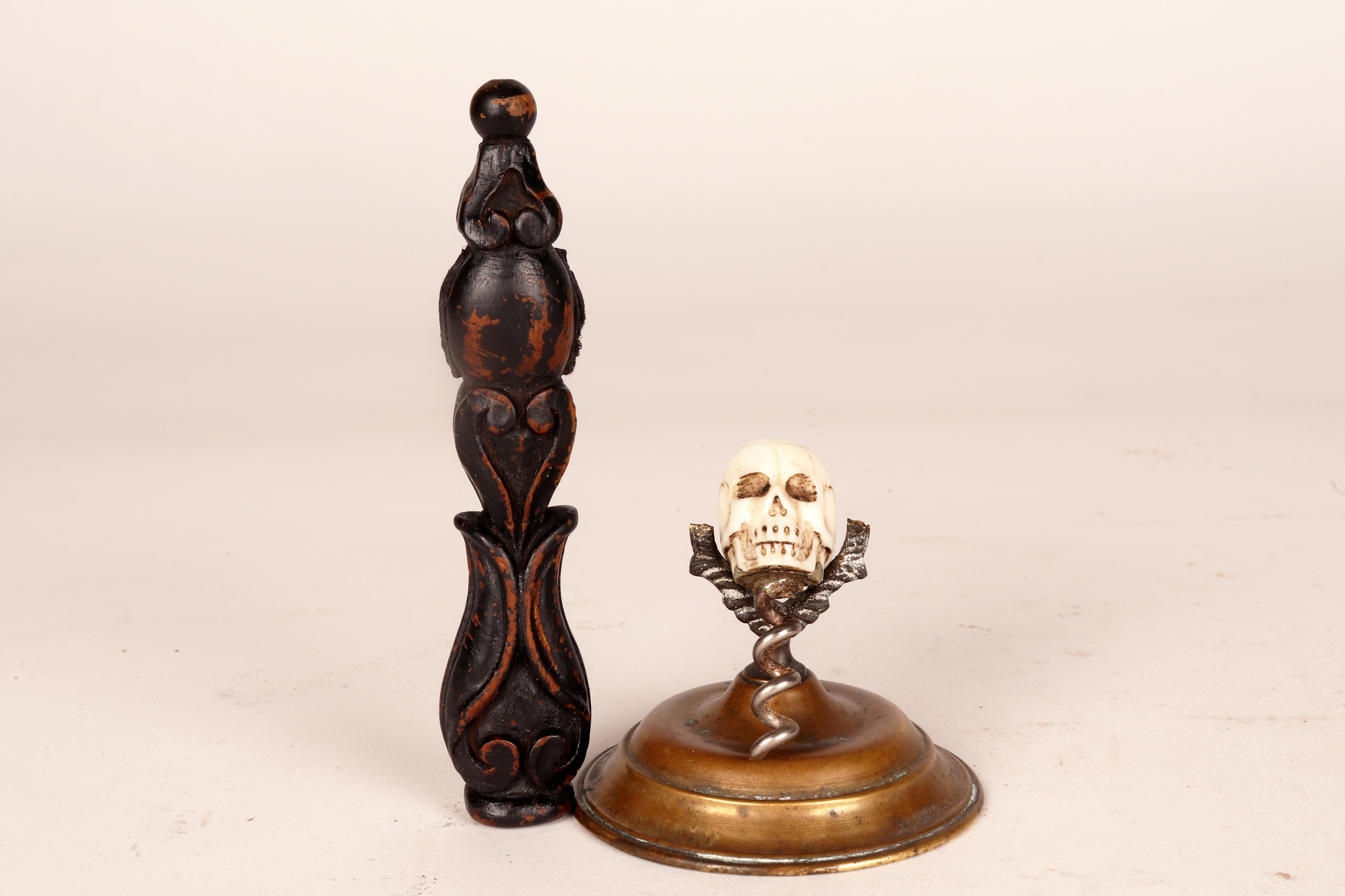Antique pharmacy corkscrew, with stag horn skull-shaped knob, Italy 1880s. 5