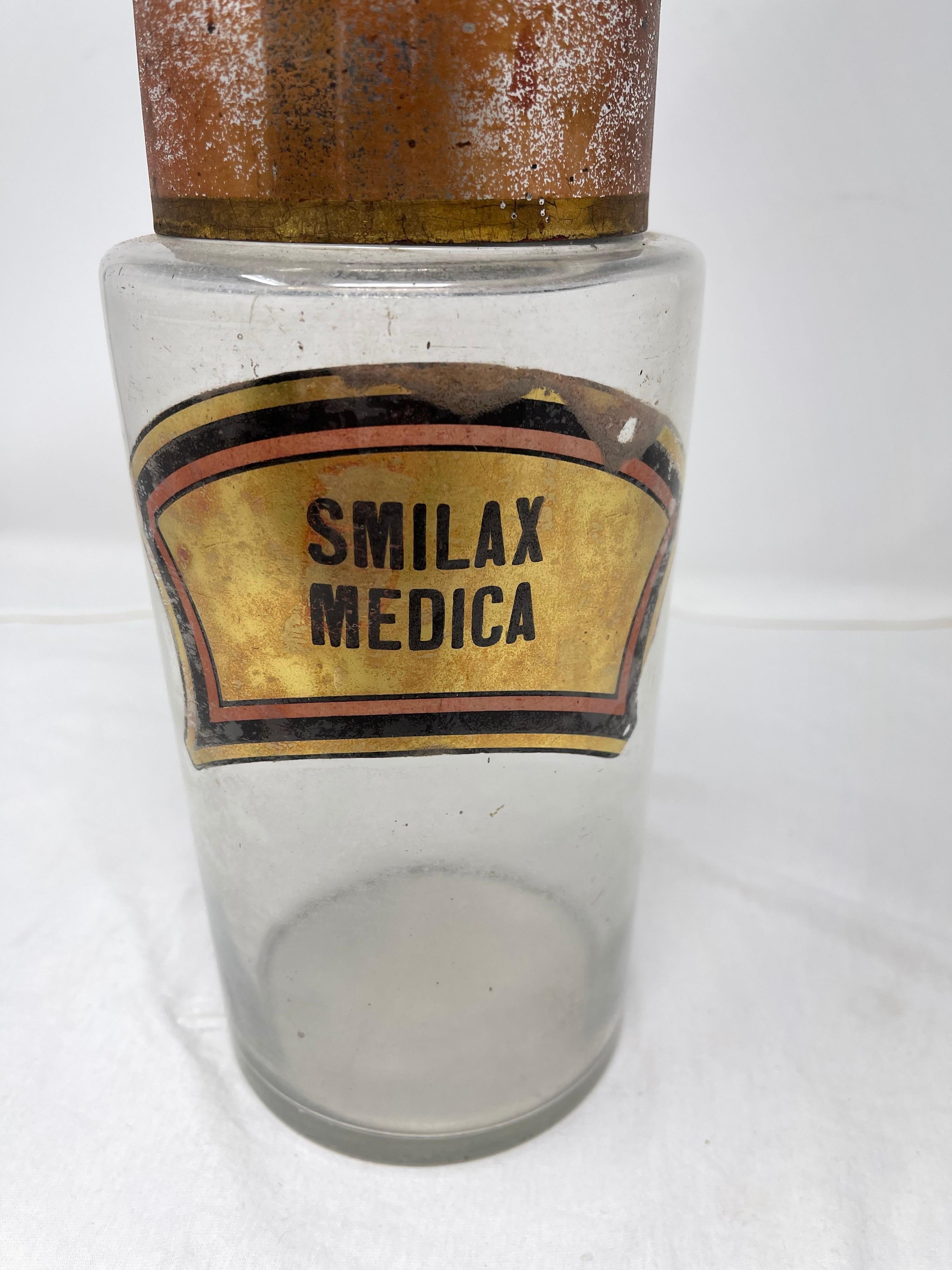 Antique Pharmacy Jar “Smilax Medica” For Sale 1