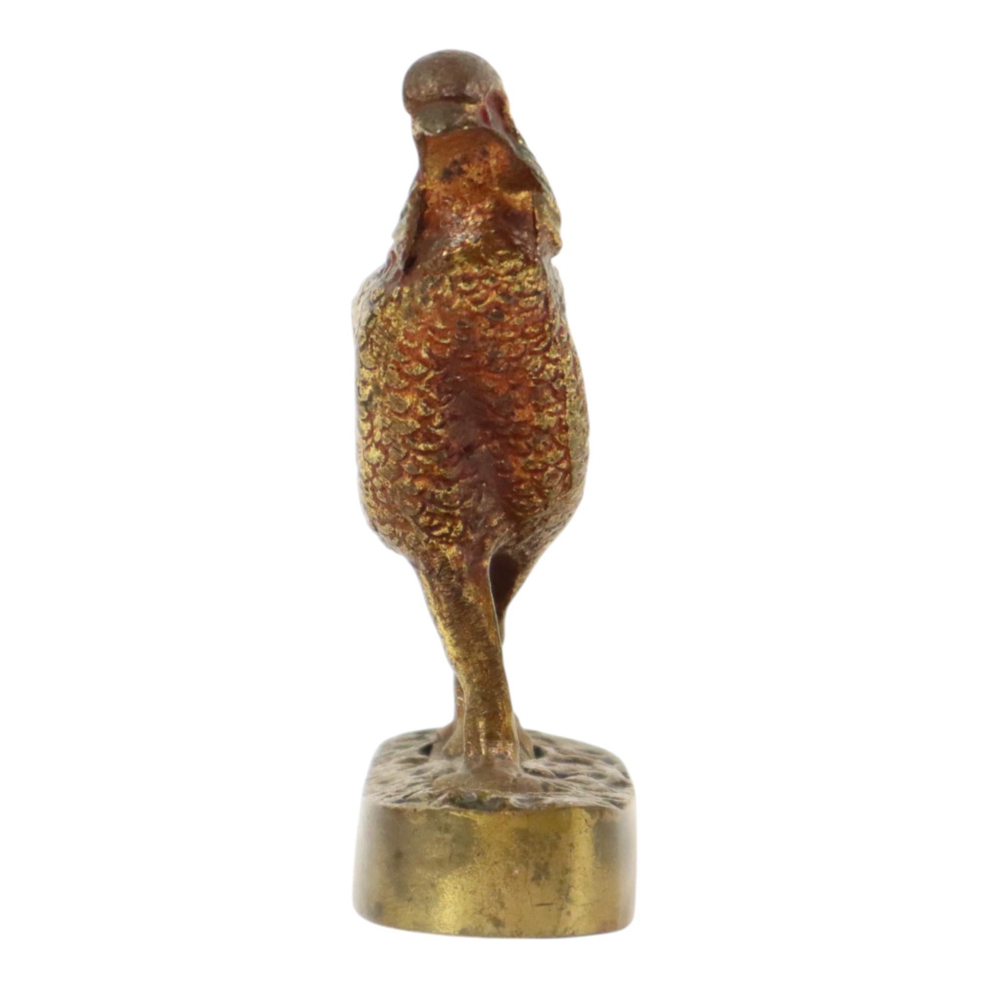 Art nouveau Sculpture ancienne de faisan en bronze doré 19ème siècle en vente
