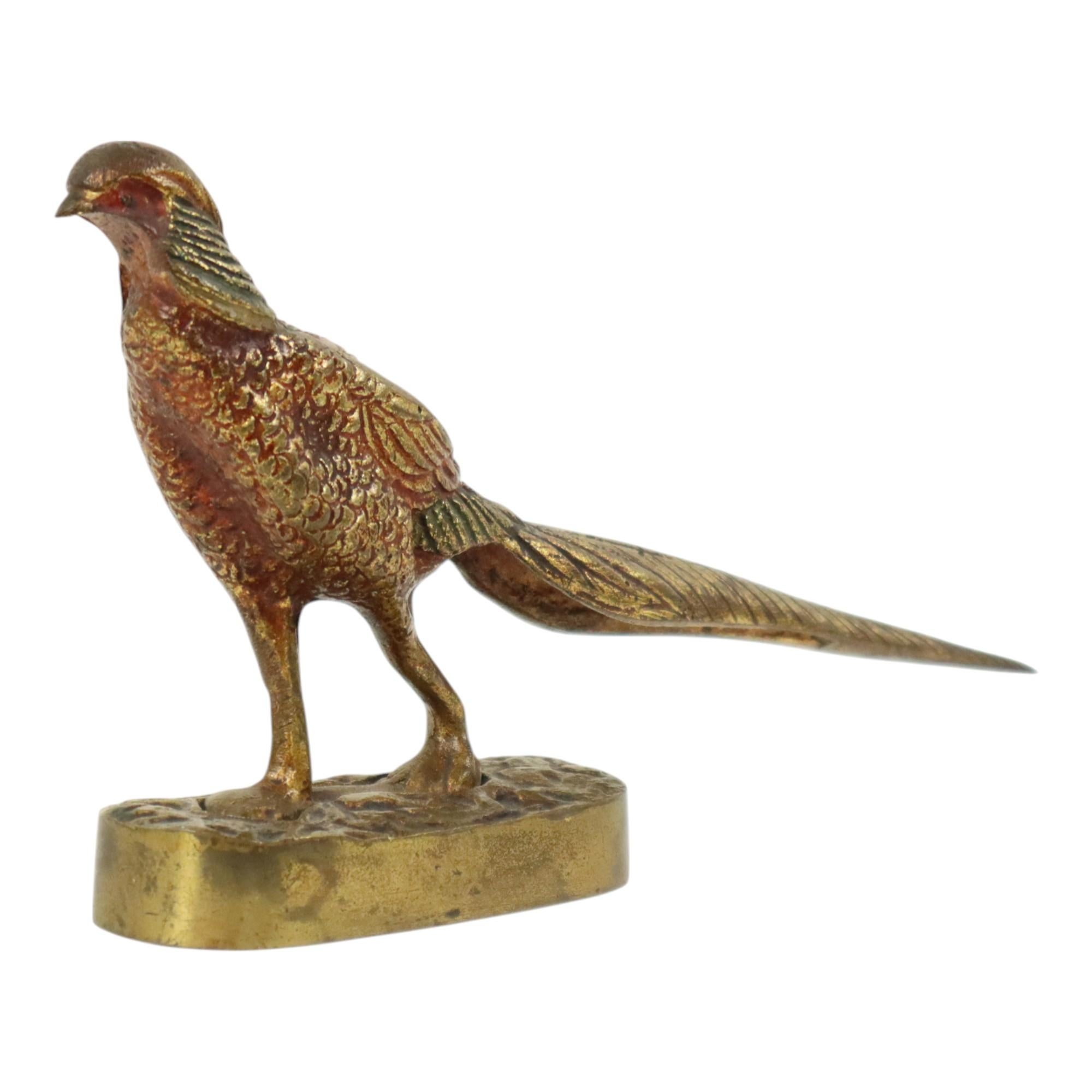 Français Sculpture ancienne de faisan en bronze doré 19ème siècle en vente