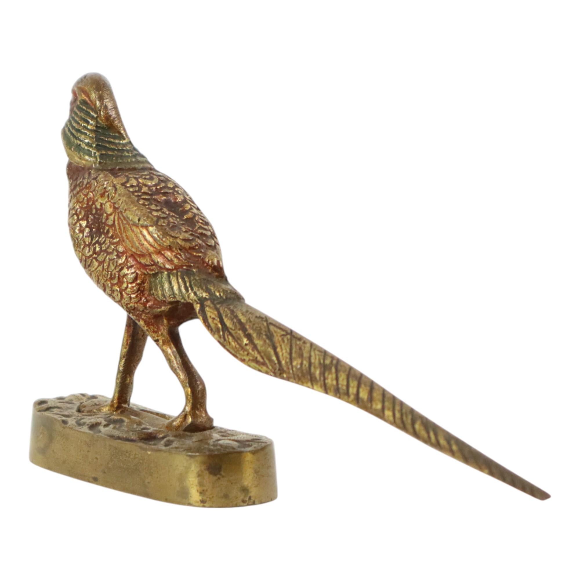 XIXe siècle Sculpture ancienne de faisan en bronze doré 19ème siècle en vente