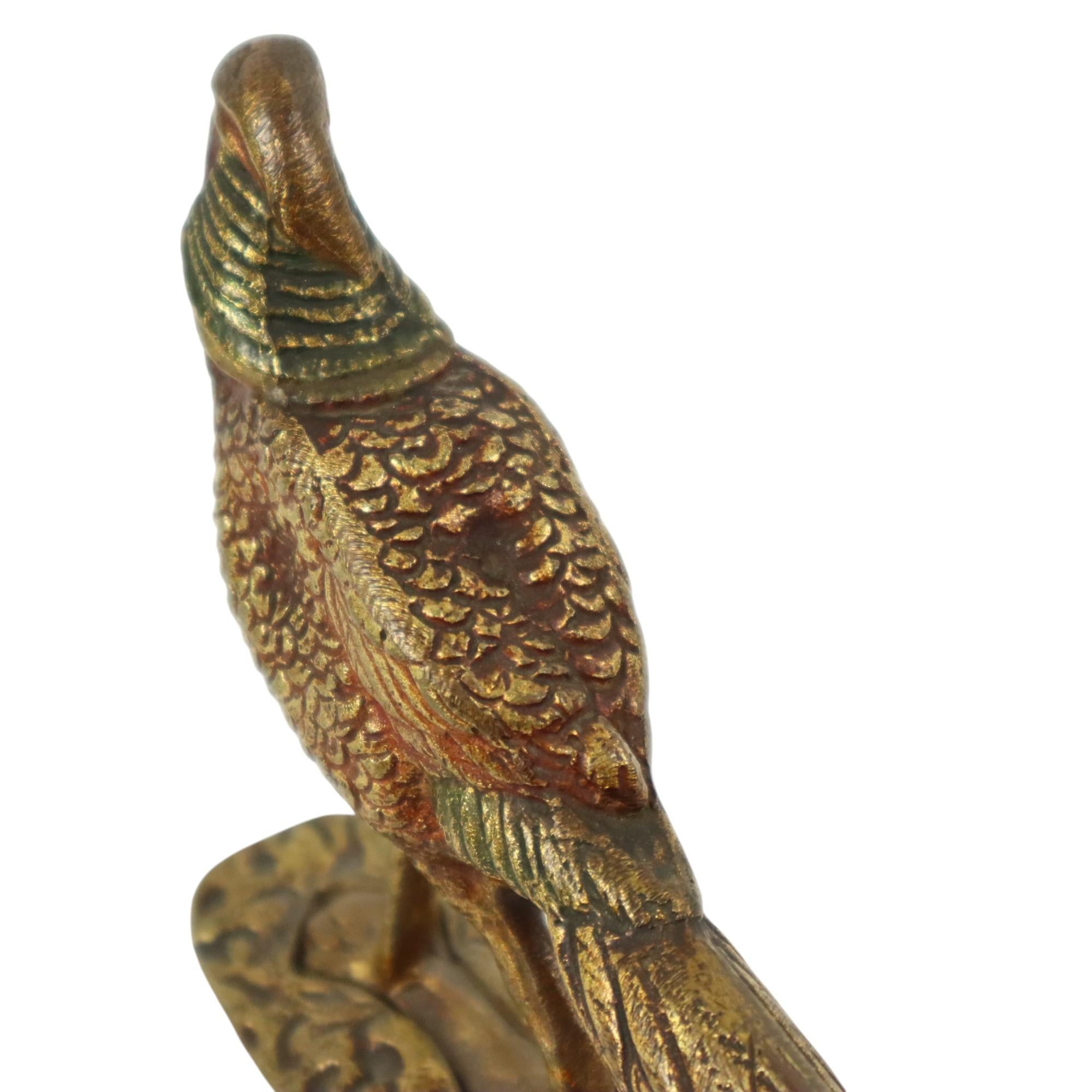 Bronze Sculpture ancienne de faisan en bronze doré 19ème siècle en vente