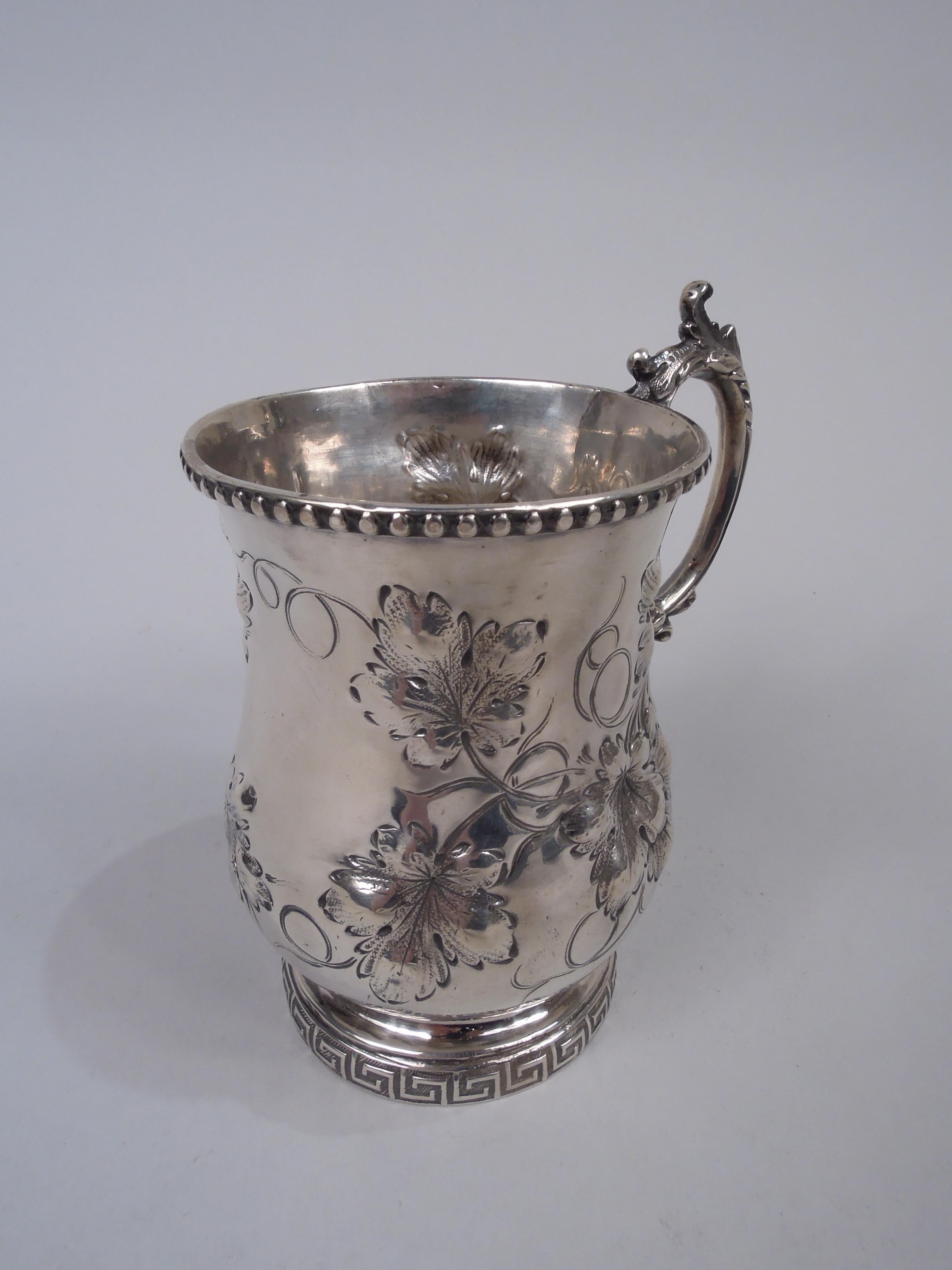 American Classical Antique Philadelphia Victorian Classical Coin Silver Baby Cup For Sale