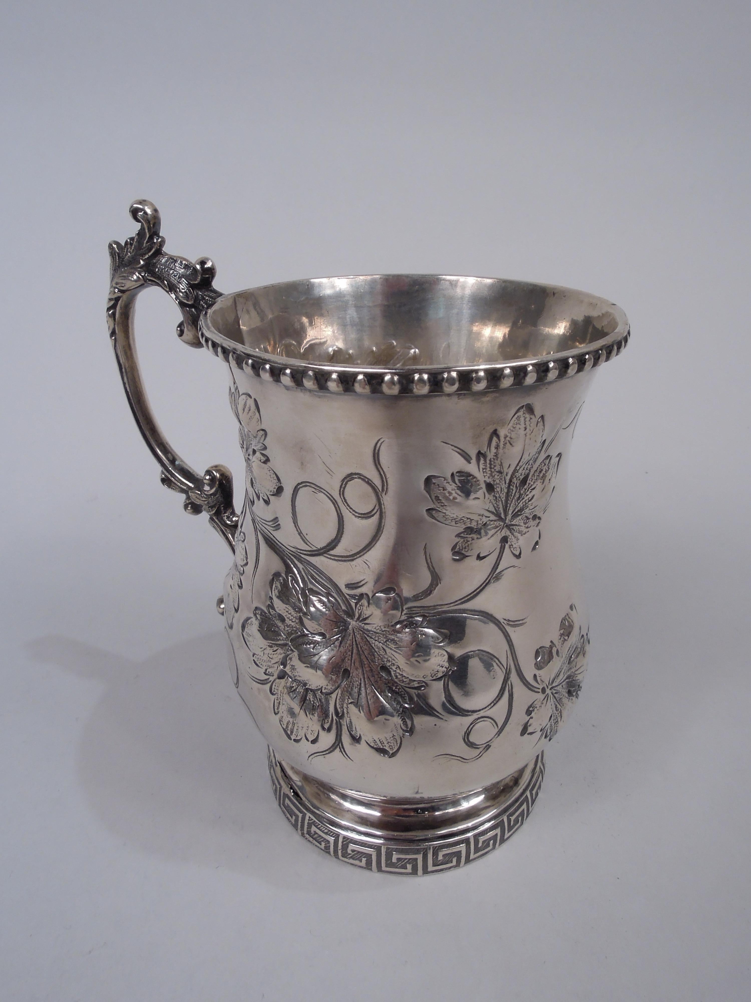 American Antique Philadelphia Victorian Classical Coin Silver Baby Cup For Sale