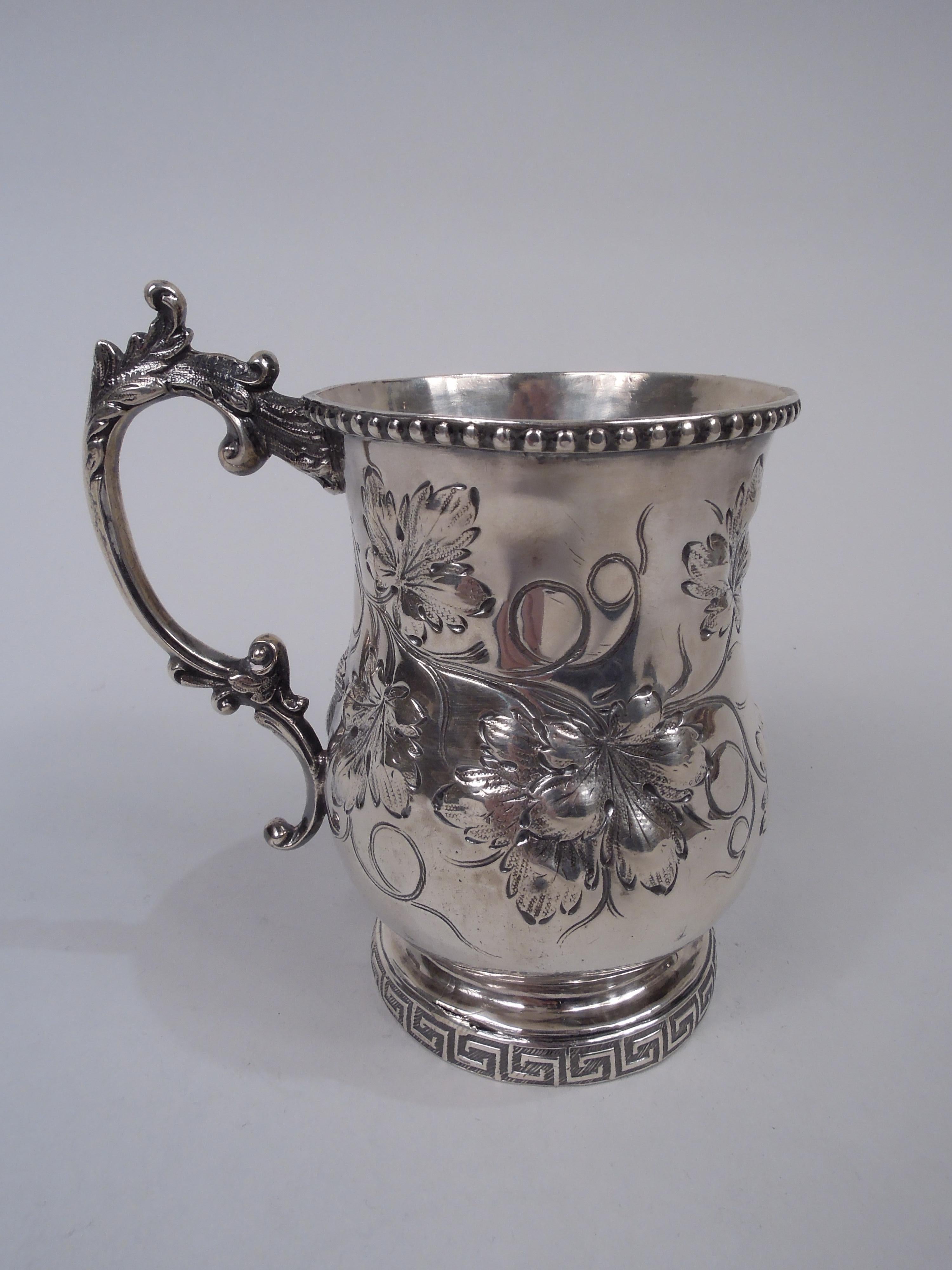 Antique Philadelphia Victorian Classical Coin Silver Baby Cup In Good Condition For Sale In New York, NY