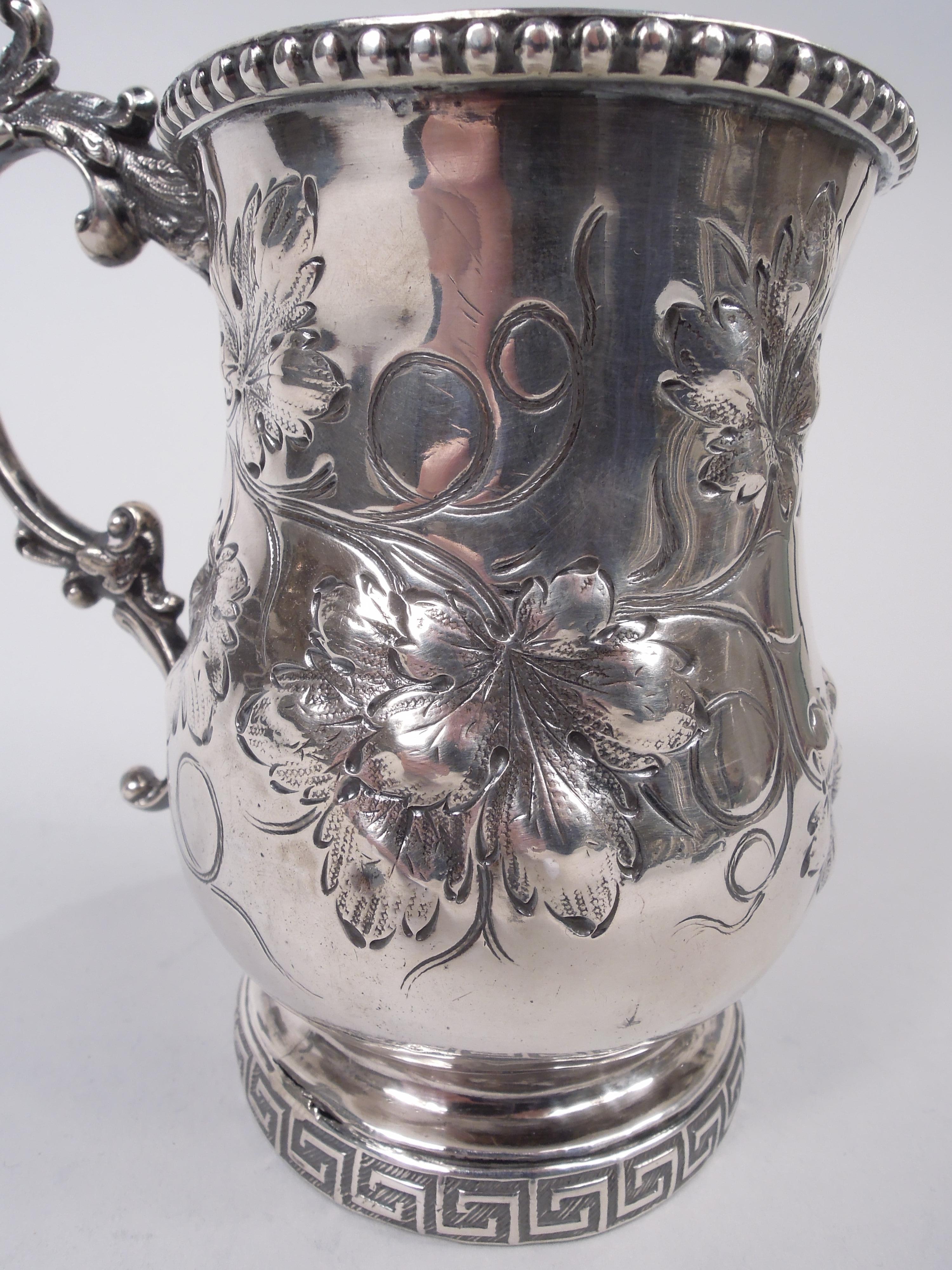 19th Century Antique Philadelphia Victorian Classical Coin Silver Baby Cup For Sale