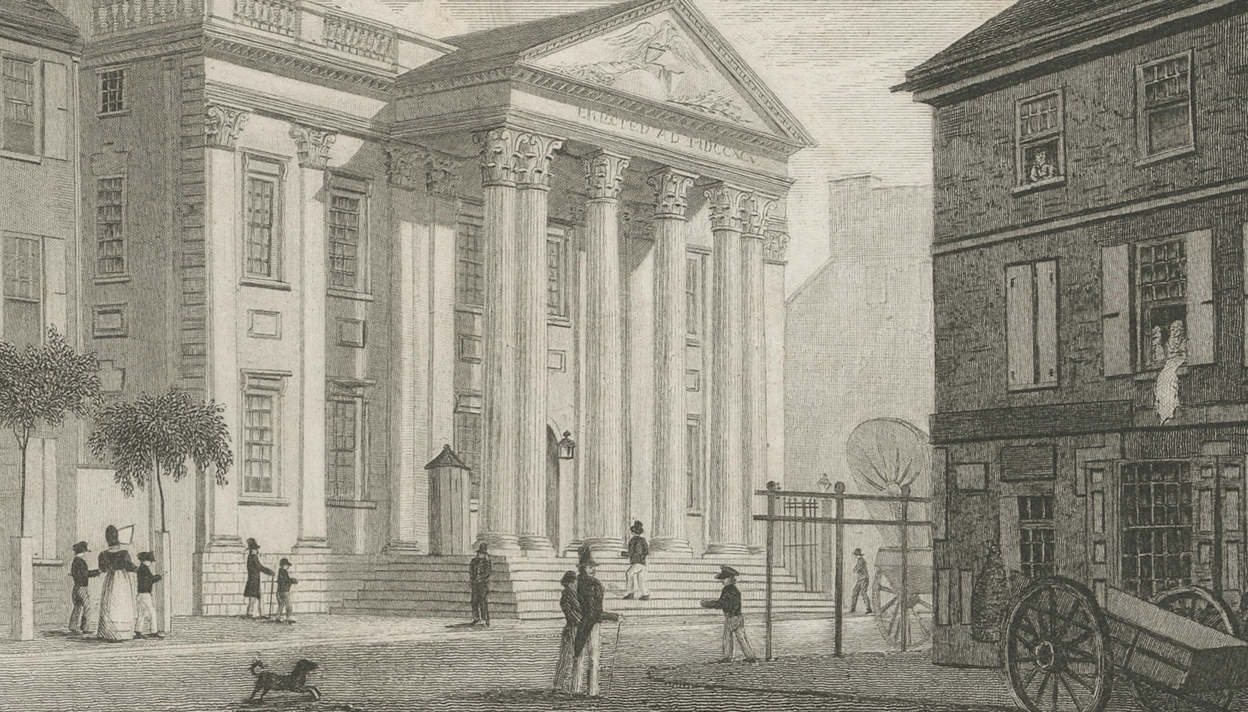 Antique Philadelphia View, Girard’s Bank, Neoclassical Architecture, 1855