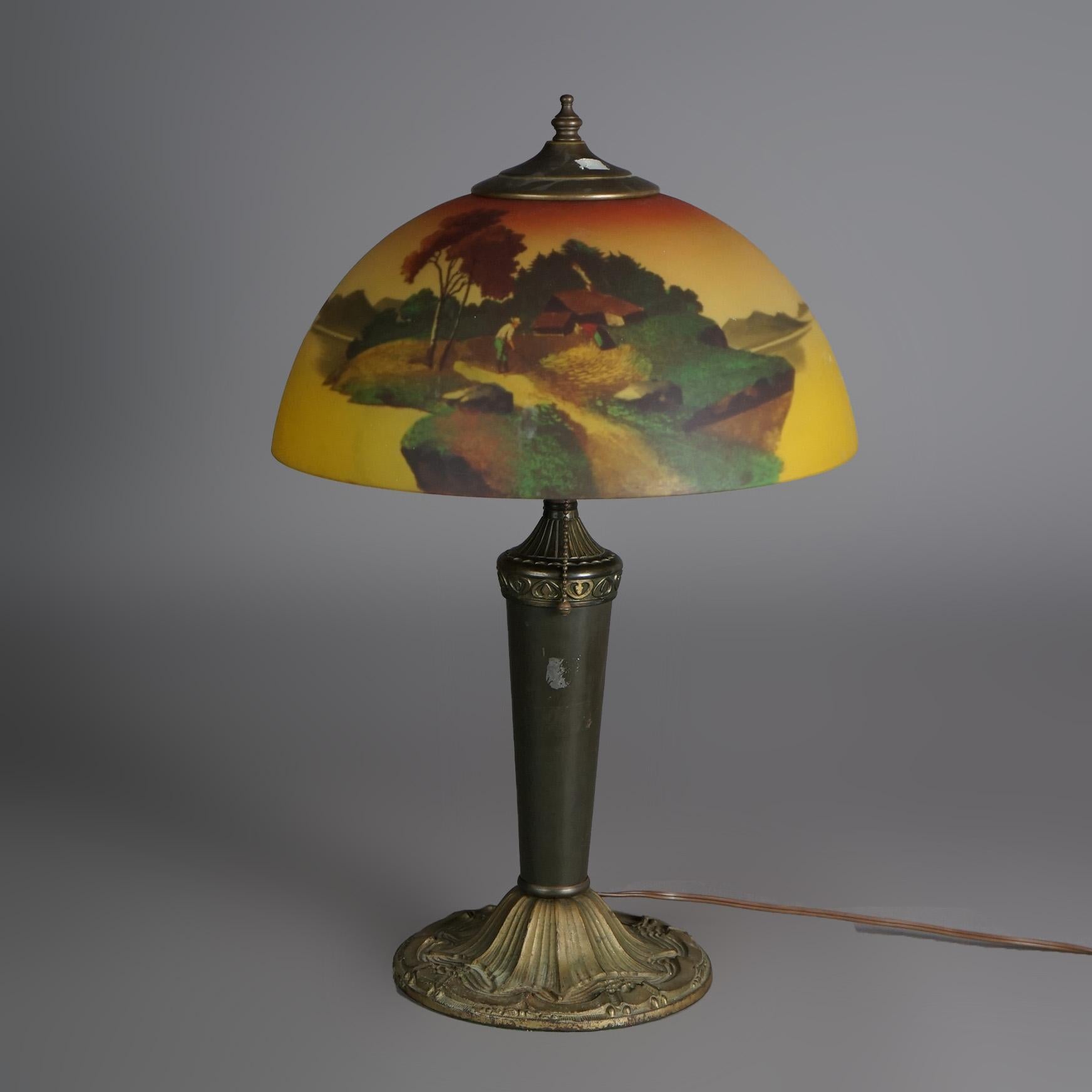 antique reverse painted lamps