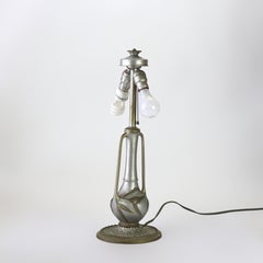 Antique Phoenix Reverse Painted Table Lamp With Landscape Scene c1920