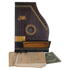 Antique Phonoharp Co Marxophone Mandolin Zither Guitar & Music Sheets 19"