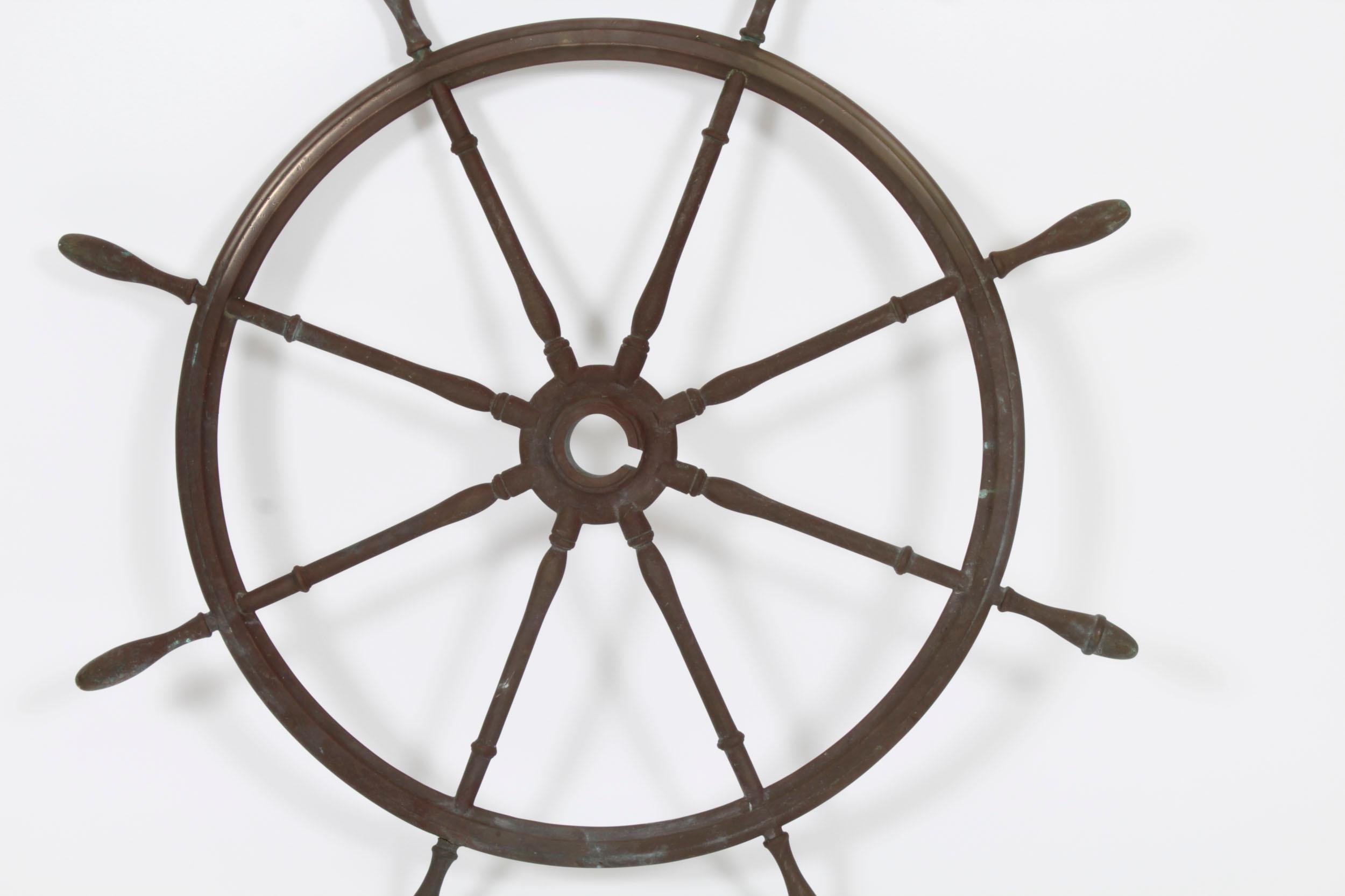 British Antique Phosphor Bronze World War 1 Submarine Wheel, 20th C For Sale