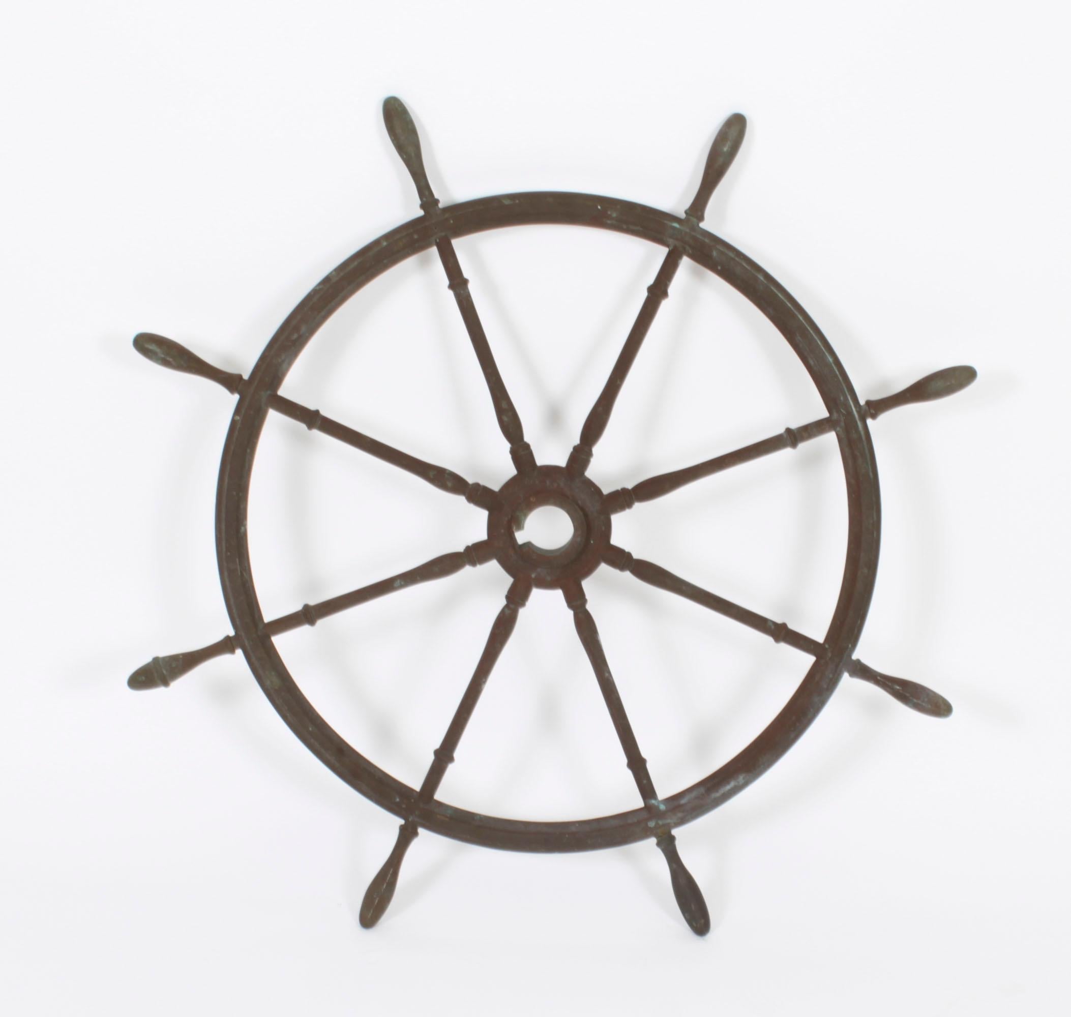 Antique Phosphor Bronze World War 1 Submarine Wheel, 20th C In Good Condition For Sale In London, GB