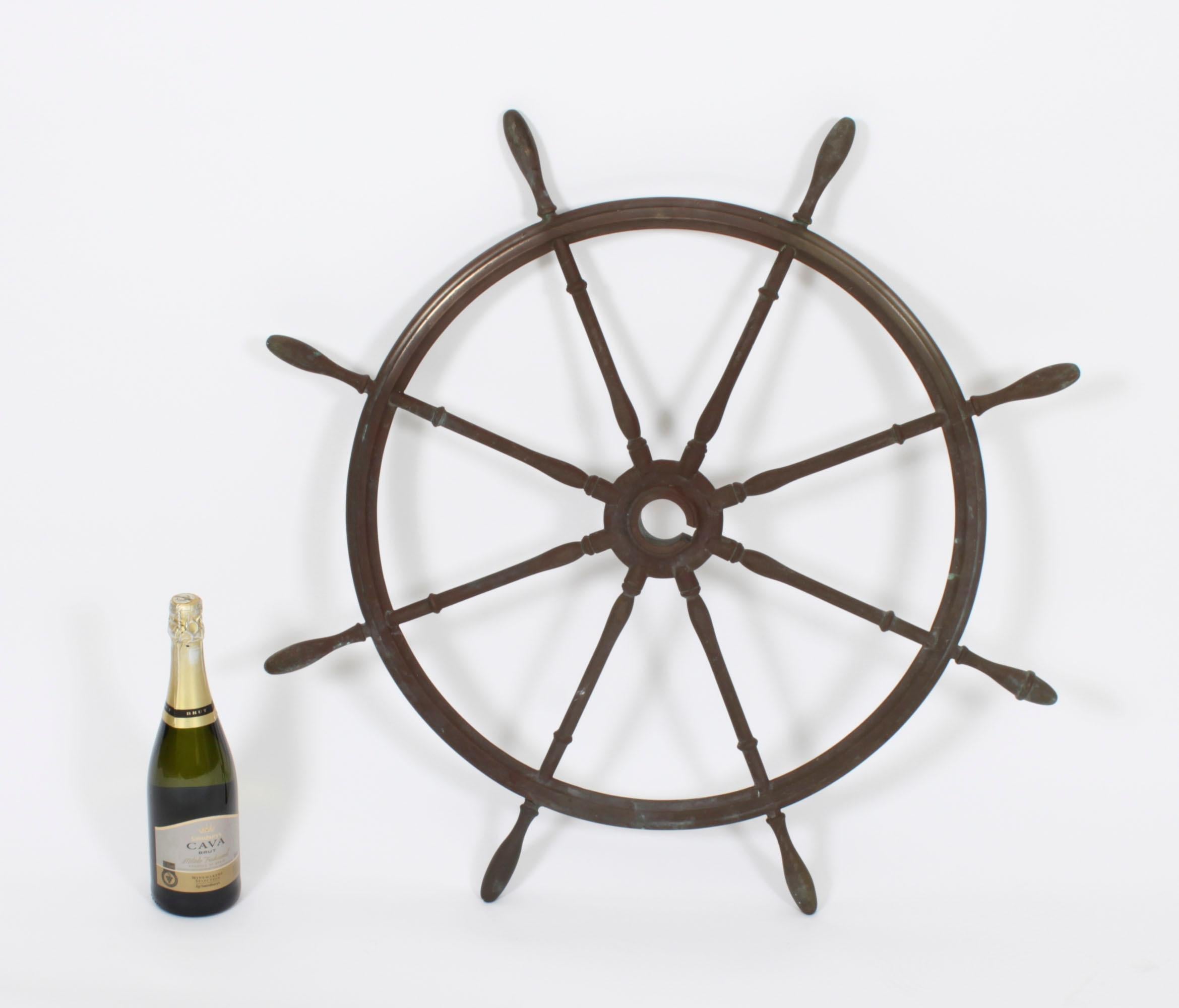 Early 20th Century Antique Phosphor Bronze World War 1 Submarine Wheel, 20th C For Sale