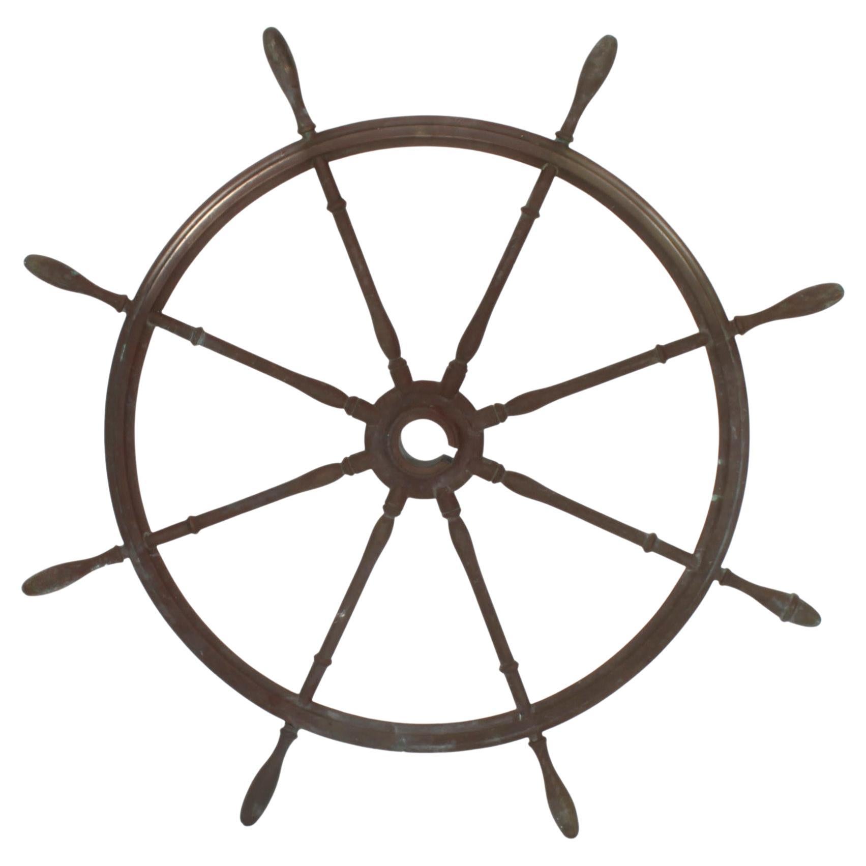 Antique Phosphor Bronze World War 1 Submarine Wheel, 20th C For Sale