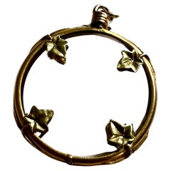 Antique Photo Glass Locket Pendant Necklace 18 ct Gold  Ivy Art Nouveau 