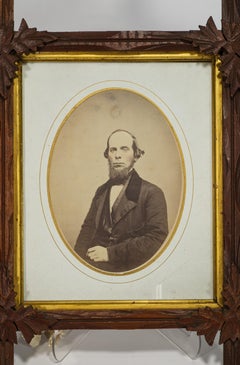 Antique Photograph in Carved Walnut Frame, American1850s-1860s