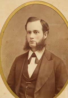 Antique Photograph in Carved Wood Frame, American 1860s-1880s